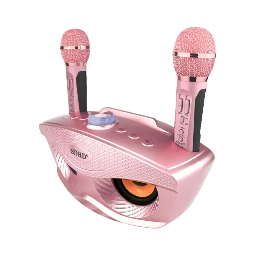 

SD 306 Dual Wireless Microphone Bluetooth Speaker Mobile Wireless Karaoke Speaker Wireless Stereo Black 20W SDRD Speaker Set