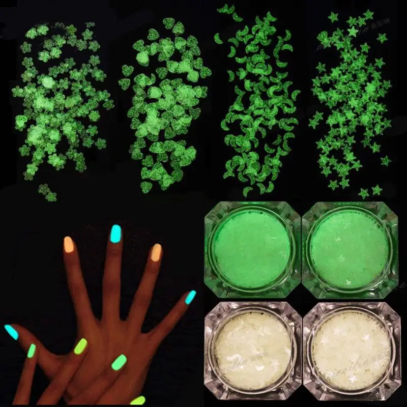 

Fluorescent Luminous Nail Art Sequins Glitter Glow in The Dark Flake Powder