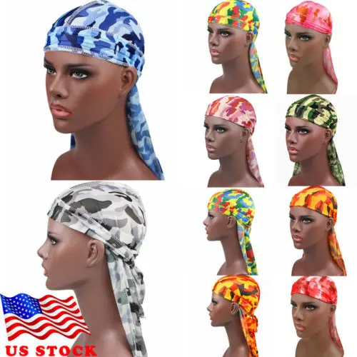 Женская и мужская атласное шелковое бандана Durag головной убор с длинным хвостом