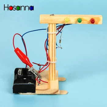 

Kids STEM Science Toys DIY Mini Traffic Light Toy Kit Learning Safety knowledge Wooden Physics Educational Toys for Children