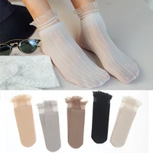 Распродажа, 1 пара, женские носки, кружевные тонкие носки для женщин, милые длинные носки,, хлопковые, мягкие, одноцветные, модные, сетчатые, весна, новинка