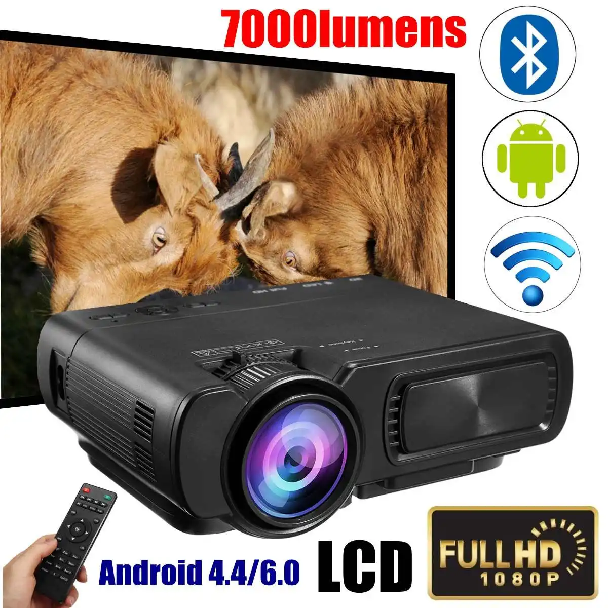 T5 LCD Full 7000LM HD 1080P Wifi bluetooth Smart Video LED Projector Proyector For Home Theater USB VGA HDMI AV TF