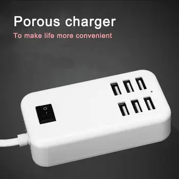 

New US Plug EU Plug UK Plug Tablet Charger 30W 6 Ports USB Charger Socket Desktop AC Power Adapter for USB-Powered Devices