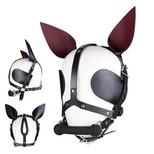 Adjustable Fetish Dog Mask Headgear Slave Silicone Mouth Gag Leather Hood Adult Games Sex Toys For Women Couples цена Adjustable Fetish Dog Mask Headgear Slave Silicone Mouth Gag Leather Hood Adult Games Sex Toys For Women Couples цены онлайн