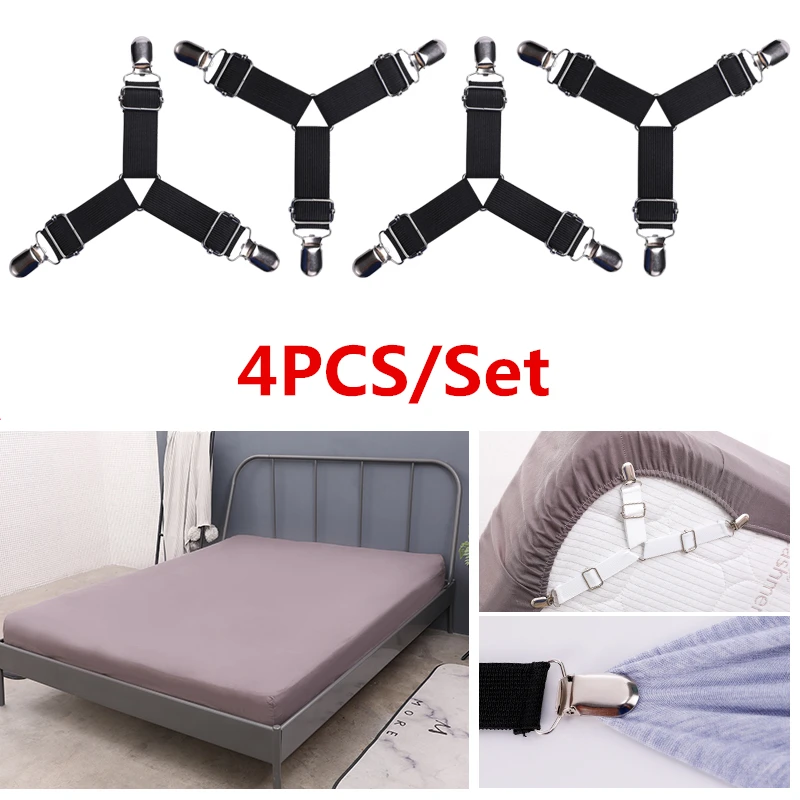 

Triangle Bed Sheet Clip Bed sheet Belt Fastener Mattress Elastic Non-slip Clip Blanket Grippe Straps Baby Bedding Sheets