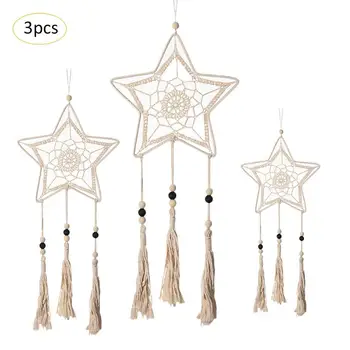 

3pcs Nordic Style Boho Macrame Dream Catcher Woven Feathers Ornament Wall Hanging Handmade Tassels Dreamcatcher Home Decor