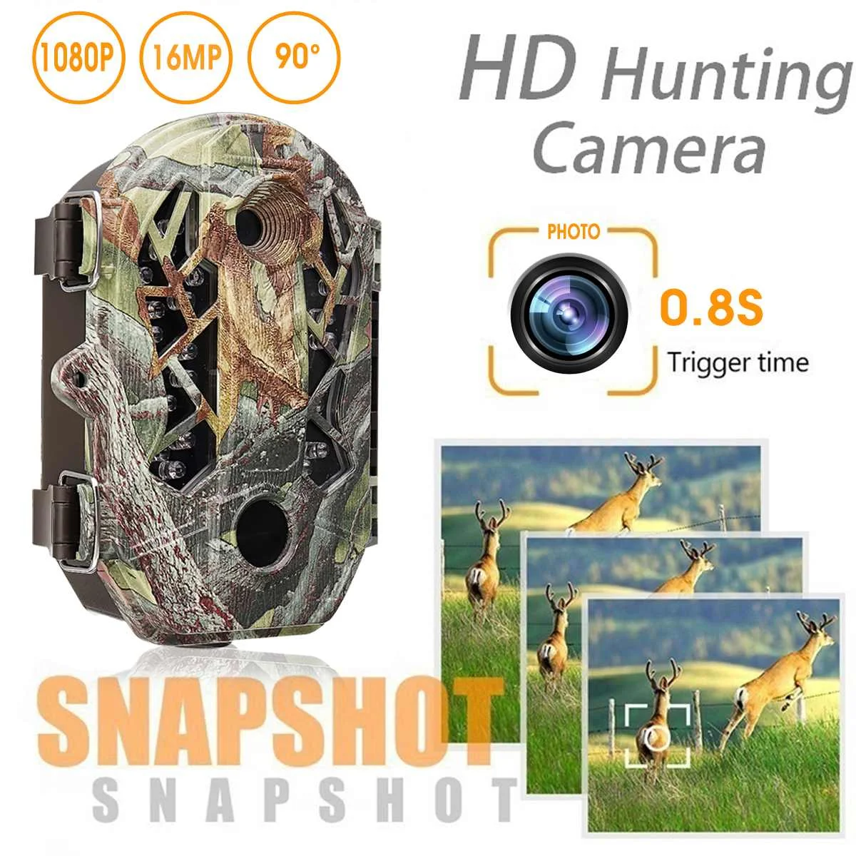 

SUNCORE 16MP 1080P Hunting Camera Trail Scouting Wildlife Night Vision With Digital Surveillance Camera Wide Angle
