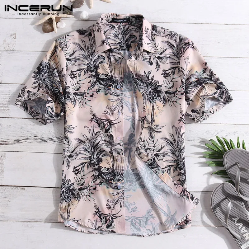 الرجال قميص قصير الأكمام طية صدر السترة زر أسفل فضفاض الشاطئ Camisa عارضة قميص هاواي الرجال الملابس عطلة 2019 الاستوائية المحملة قمم الرجال قميص قصير الأكمام طية صدر السترة زر أسفل فضفاض الشاطئ Camisa عارضة قميص هاواي الرجال الملابس عطلة 2019 الاستوائية المحملة قمم