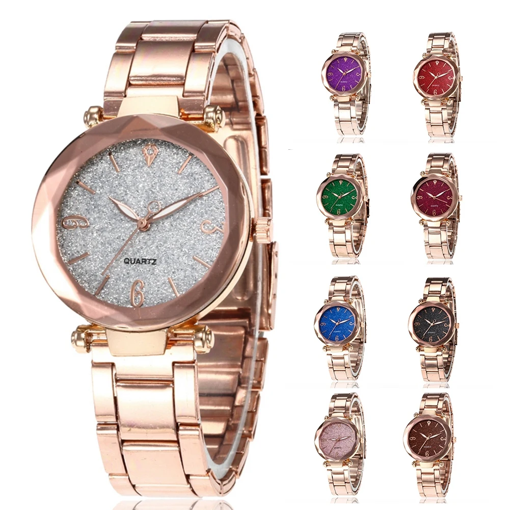 

Zhoulianfa Steel Strap Quartz Watches Shining Solid Color Round Dial Female Watch