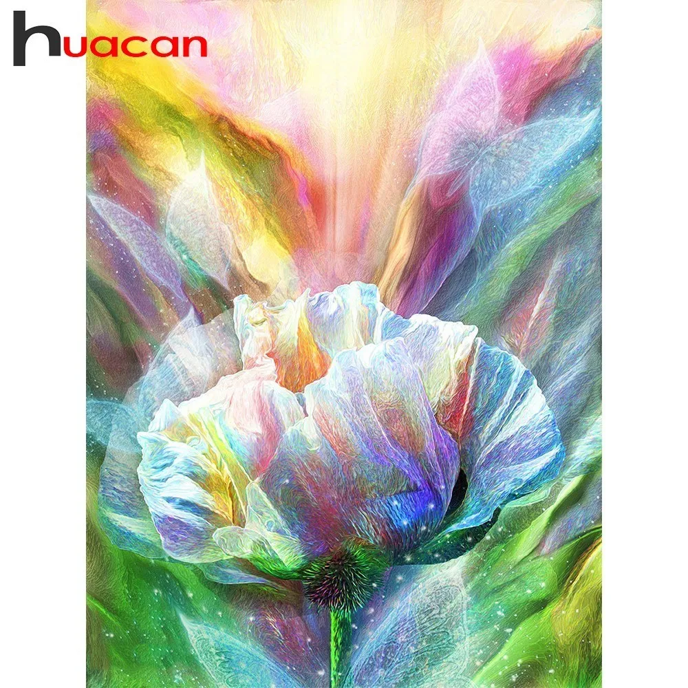 

Huacan Diamond Painting Full Drill Square Flowers Diamond Embroidery Rhinestone Floral Diamond Mosaic Cross Stitch Home Decor