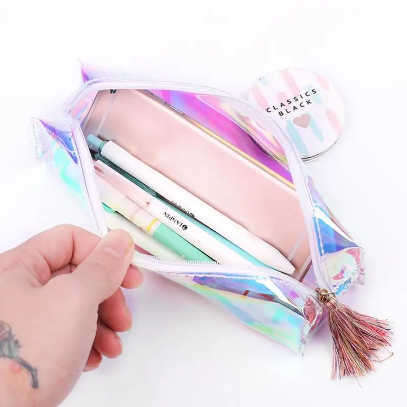 

Iridescent Laser Pencil Case Super Big School Supplies Stationery Gift School Tools Cute Pencil Box Pencilcase Pencil Bag