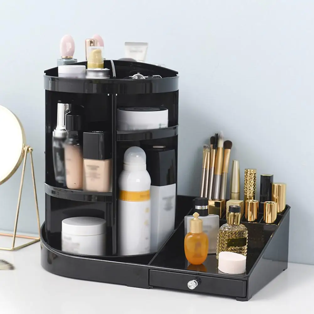 

Adjustable Makeup Storage Box 360 Degree Rotation Large Capacity Makeup Holder Rack For Toner Cream Makeup Brush Lipstick