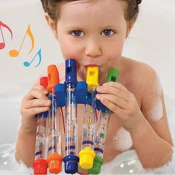 

5PCS/1Row Kids Baby Fun Colorful Music Water Flutes Whistles Sounds Tunes Bath Shower Bathing Early Educational Toy