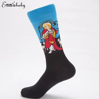 

Famous Painting Series Men's Socks Casual Cool Art Socks Men Women Cotton Abstract 3D Print Skateboard Socks 2019