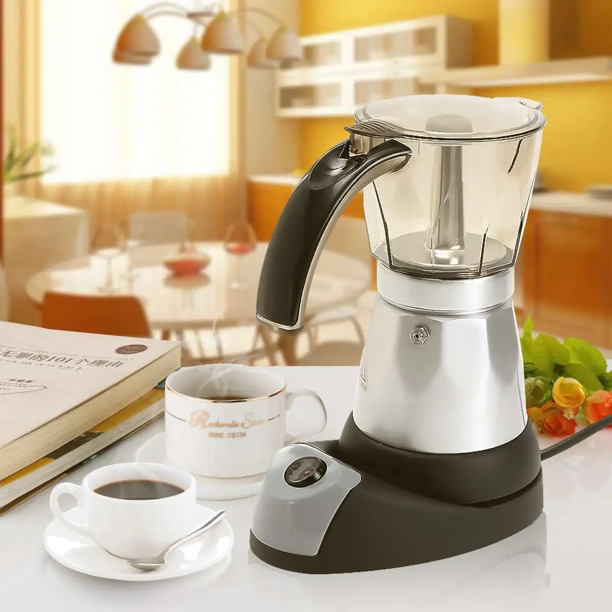

300ml Mini Coffee Maker Electric Automatic Coffee Machine Kitchen Cafetiere Heater 6 Cups 3 minutes AU Plug 220-240V Tea Pot