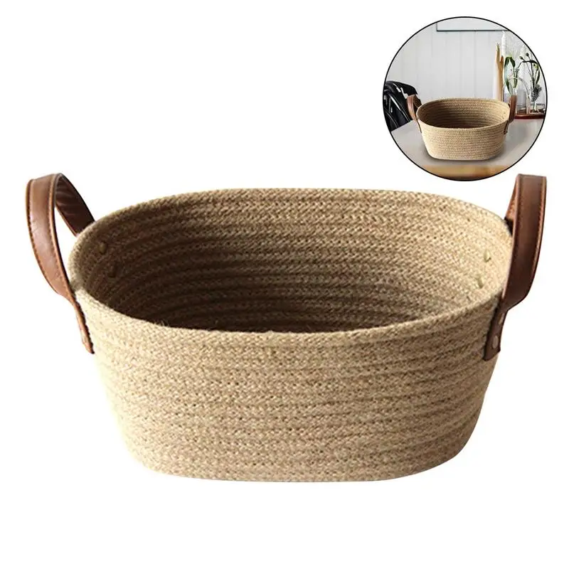 Hemp Rope Household Storage Baskets With Handles Soft Durable Laundry
