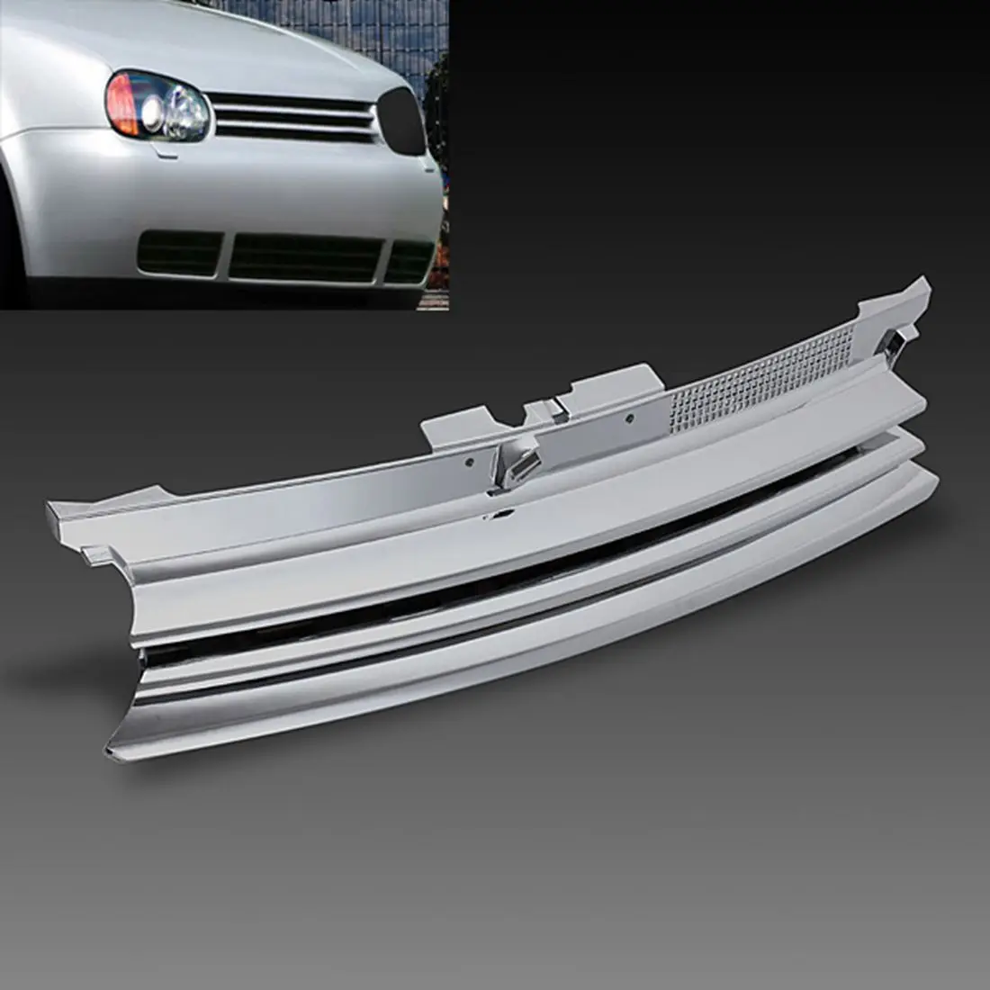 

Chrome Car Badgeless Debadged Front Sports Grille Grill For VW GOLF MK4 Hatchback 1997-2004