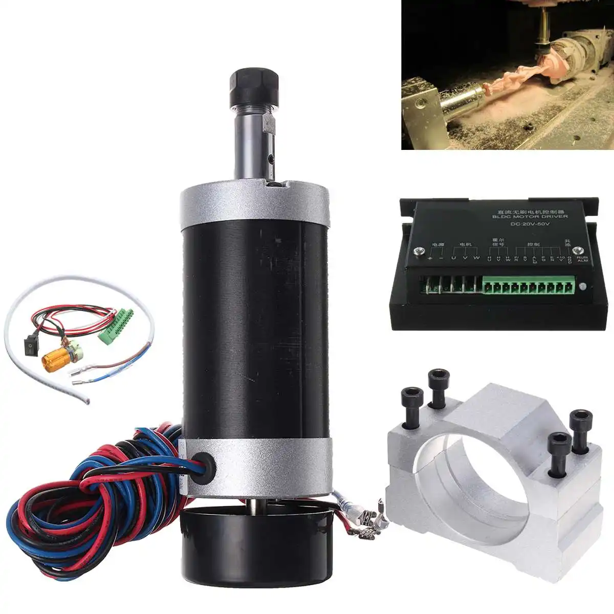 

DC 48V 500W ER11 CNC Laser Engraving Machine Brushless Spindle Motor Driver Speed Controller 55mm Clamp Stepper Engraver Parts