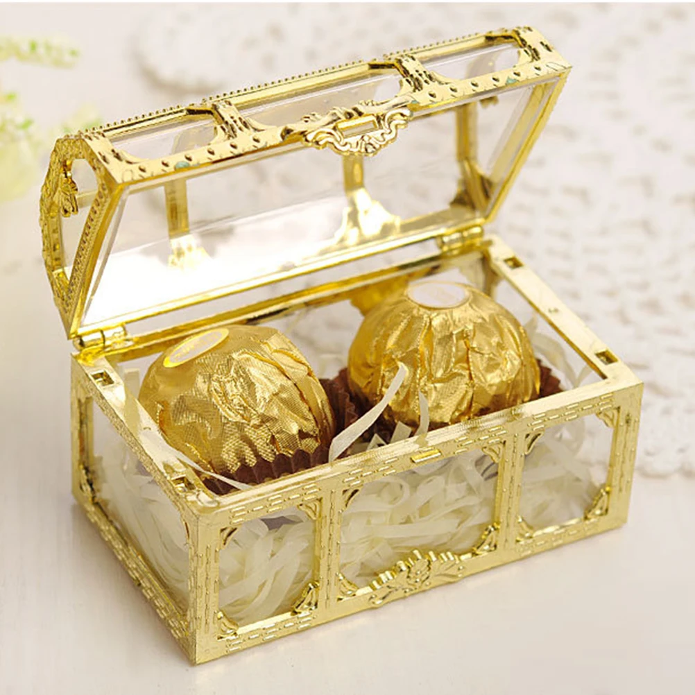

1 PC Golden Candy Box Wedding Vintage Candy Holder Chocolate Gift Treat Box For Wedding Party Banquet