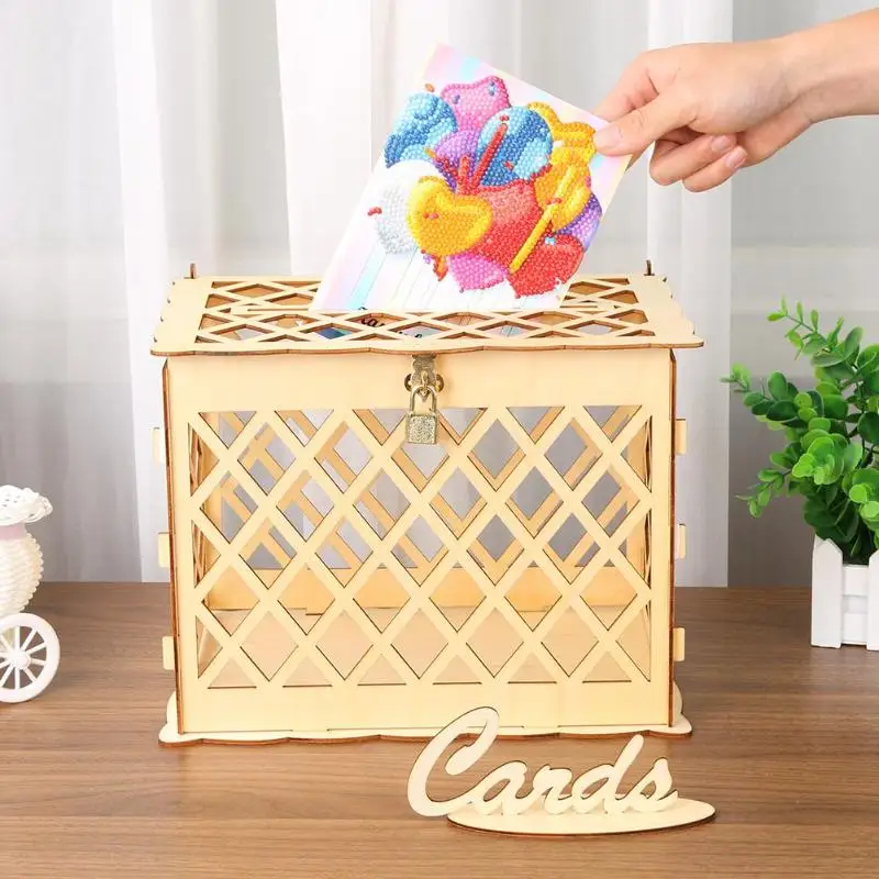 Полый резьбовой Деревянный DIY свадебный Декор поставки карточка Копилка