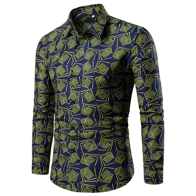 

Flower Blouse Men Shirt Camisa masculina Long sleeve Hawaiian Style Floral Men's Shirts Casual Black Blue Green New M-4XL