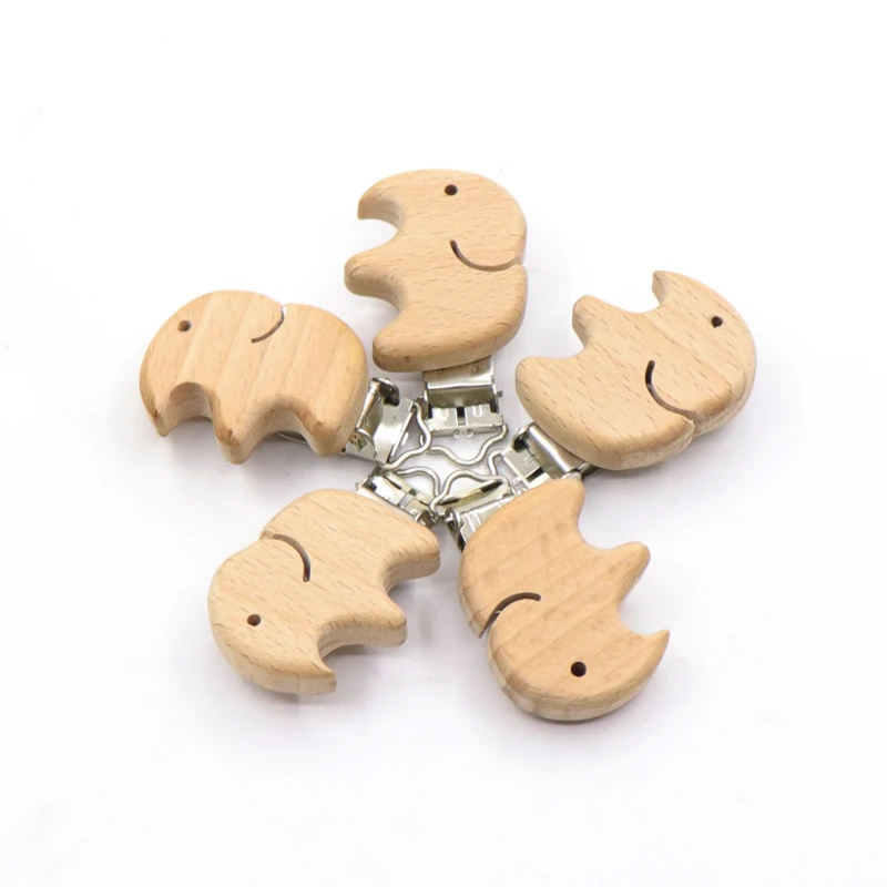 

2019 New Arrival Lovely Wooden Pacifier Clip Natural Beech Wood Baby Pacifier Clips Dummy Clips DIY Pacifier Chain Accessory