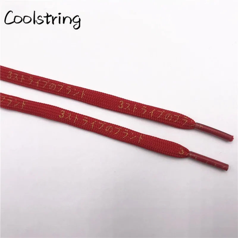 Coolstring Cool 7mm Printed Hiragana Japanese Katakana Letter Shoe Laces Silk Printing Bootlaces Black Red Gold Shoelace Latchet