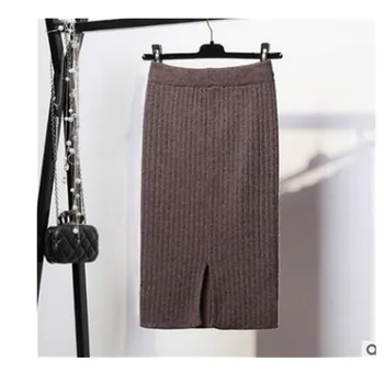 

Thickening Knitting Half-body Autumn And Winter Pattern Long Wool Skirt Woman