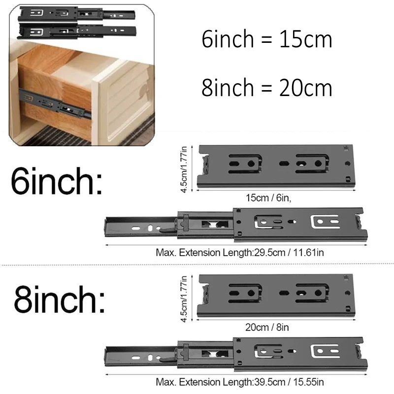 

1 pair / 10 pair Drawer Track Furniture Hardware Tool , Drawer Slide Furniture Guide Rail Full Extension Kitchen Cupboard Rail