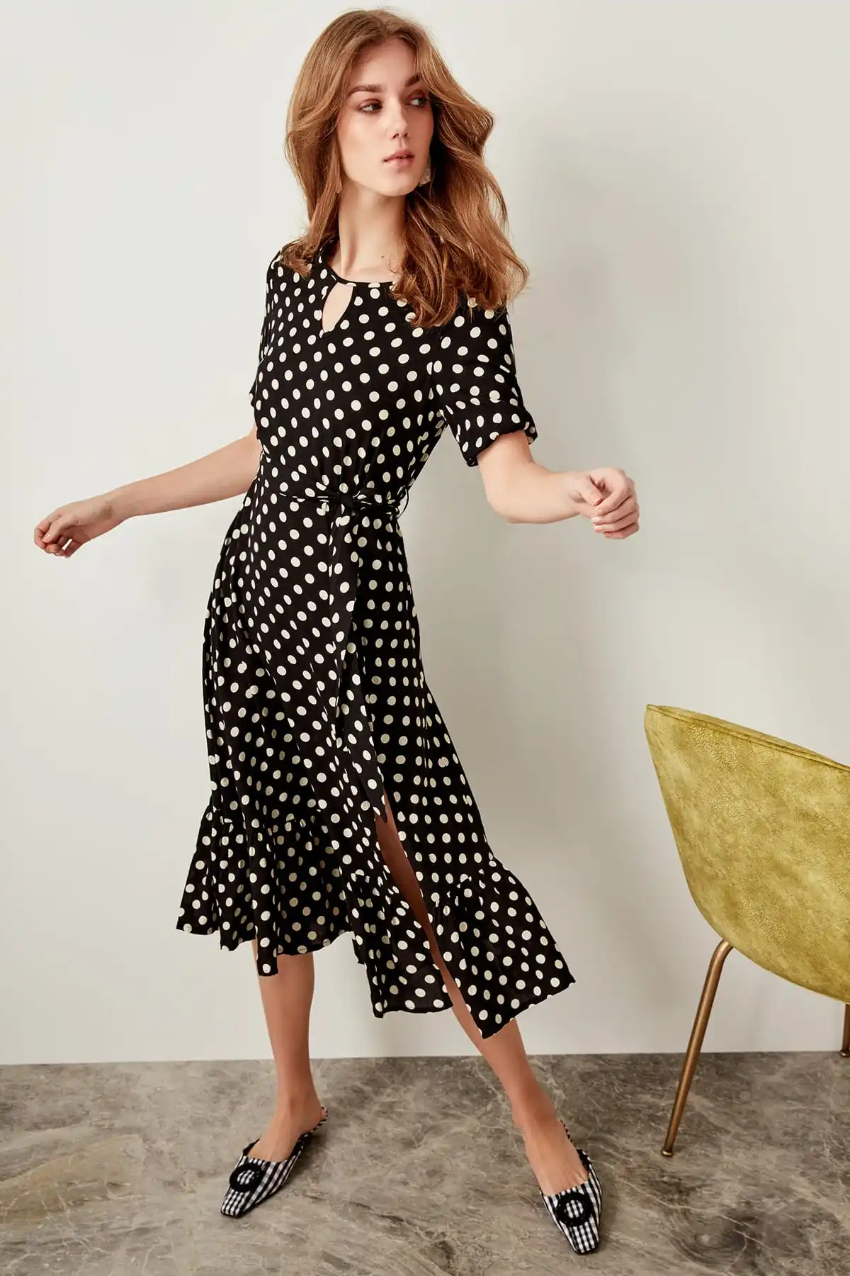 Trendyol Black Polka Dot Dress Twoss19xm0064 Dresses AliExpress