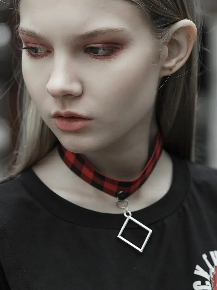 

Punk Rave Women's Goth Adjustable Plaid Choker PS138