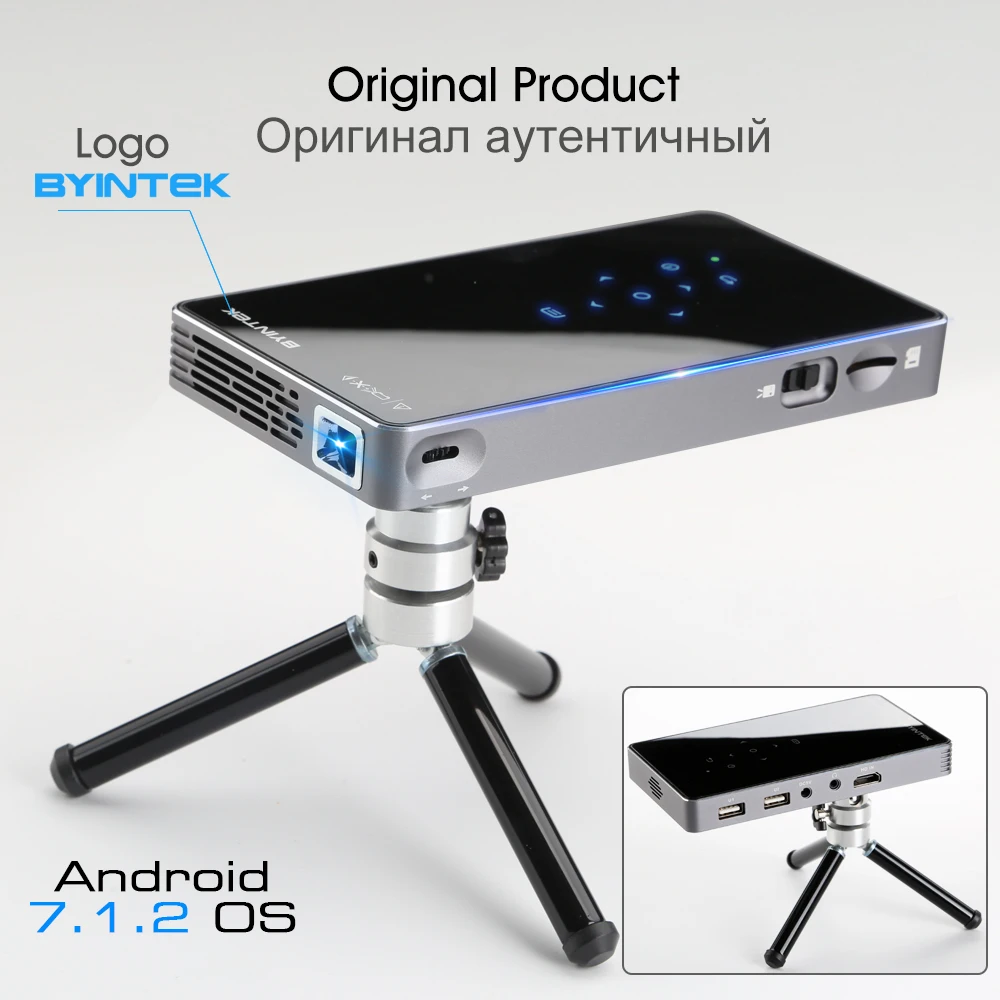 BYINTEK OVNI P8I Android 7,1 OS Pico bolsillo HD portátil láser Micro WIFI Bluetooth Mini LED, proyector DLP con batería - 2