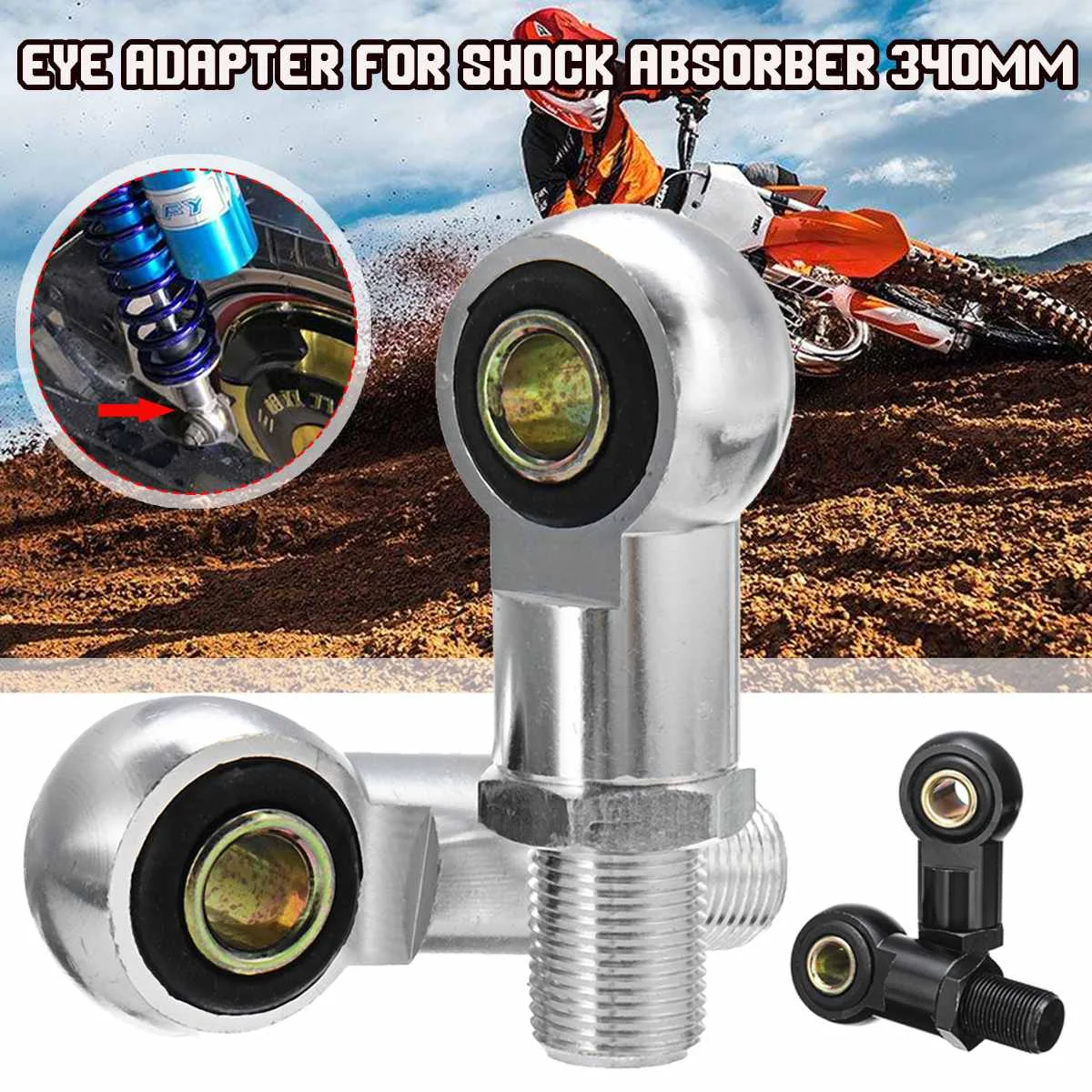

Pair Motorcycle 10mm Eye Adapter Eye End For Shock Absorber 340mm Scooter ATV