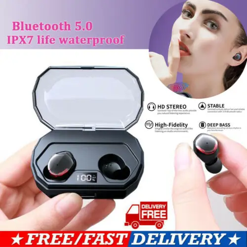 

Waterproof Bluetooth 5.0 Headset TWS Wireless Earphones Twins Earbuds Stereo MIC