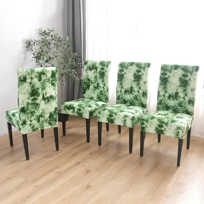 

Removable Chair Cover Seat Slipcover Graffiti Pattern Stretch Dark Green Office Home Elastic Chair Cover Wedding Banquet Decor