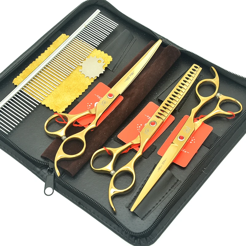 

Meisha 7" Japan 440C Pet Scissors Set for Dog Grooming Professional Animals Cutting Shears Thinning Clipper with Comb Bag HB0218