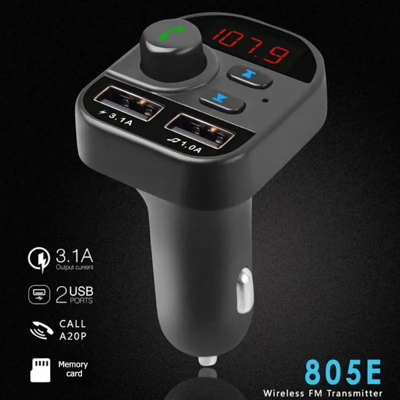 805E Bluetooth 5 0 FM передатчик беспроводной модулятор Handsfree Car Kit MP3 Playe|Кабели адаптеры и