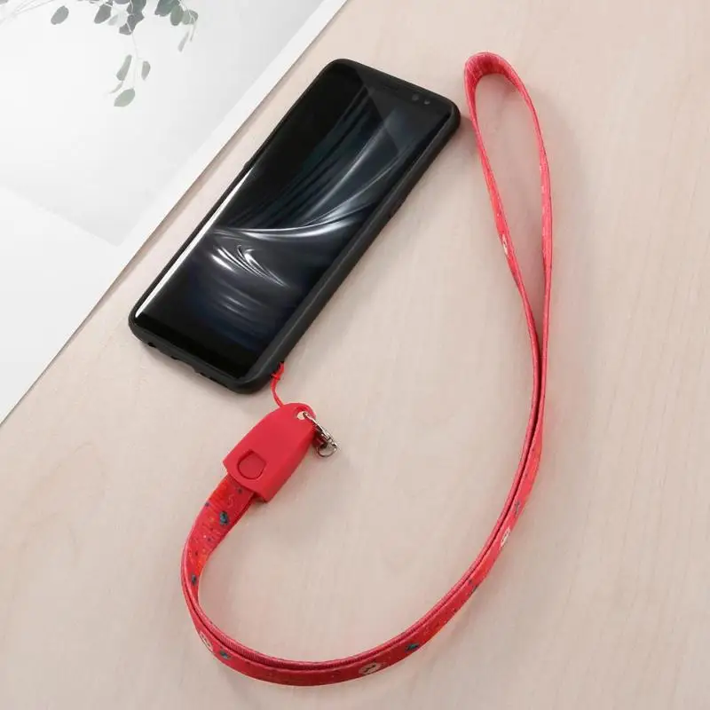 Ремешок на шею для телефона ремешок запястье зарядный Дата кабель iPhone Android