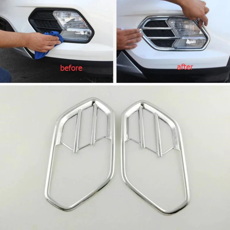 

For Ford Escape Kuga 2017- Front Fog Light Cover Chrome Lamp Cover Trim Silver