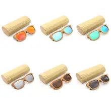 11 цветов Новые брендовые дизайнерские винтажные Овальные Солнцезащитные очки бамбуковые очки с покрытием Поляризованные деревянные прямоугольные солнцезащитные очки с бамбуковой коробкой