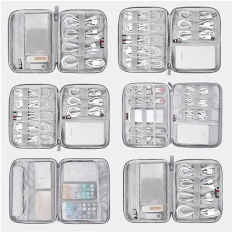 

Portable Empty USB Data Cable Travel Kit Case Pouch Multi Layer Digital Storage Bag Earphone Wire pen Power bank HDD Organizer