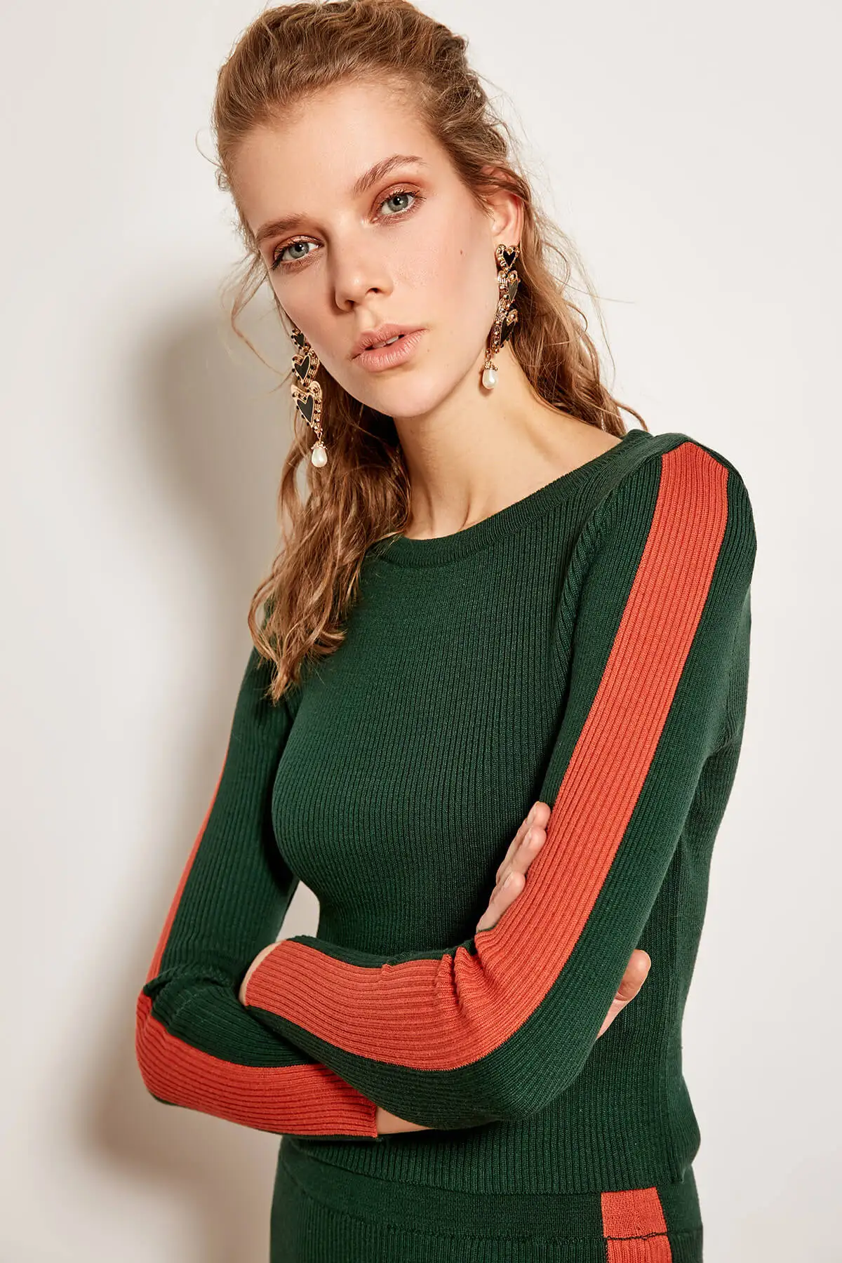 aliexpress green striped sweater