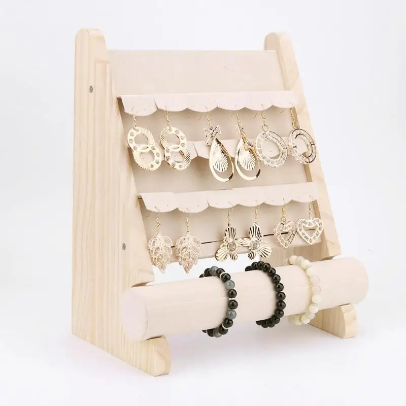 Wooden Jewelry Organizer Stand Props Earrings Bracelet Storage Display Rack