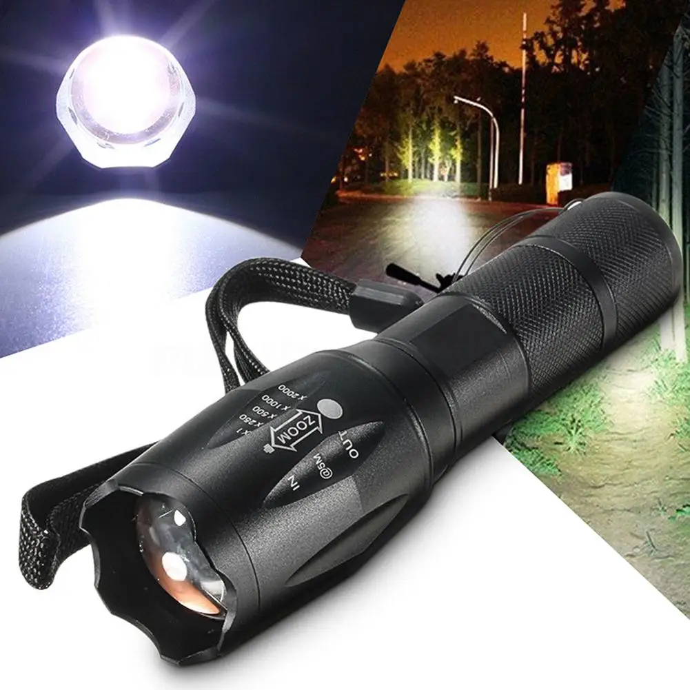 

2Pcs 15000Lm Bright Outdoor Tactical T6 Zoomable Aluminum Alloy Flashlight Torch