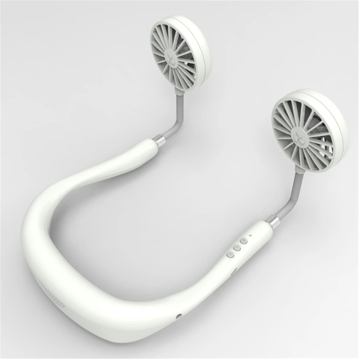 

Neck Band Fan White Portable Mini Double Wind Head Neckband Fan with USB Rechargeable Air Cooler for Traveling Outdoor Office