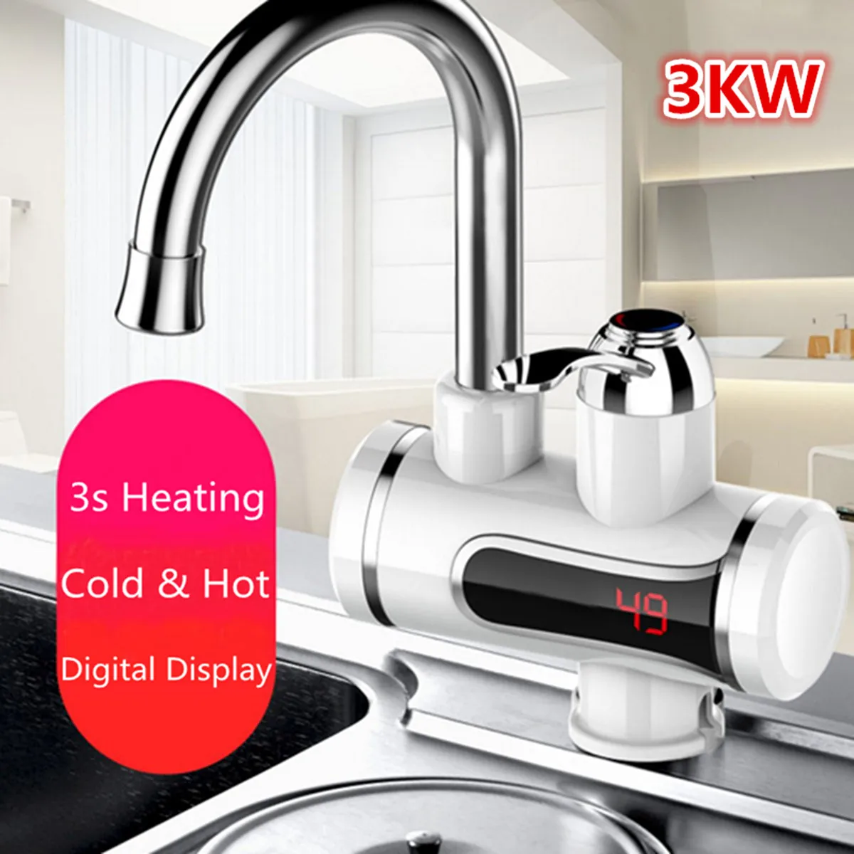 

Kitchen Basin Sink Spout Solid Faucets Lead Free Mixer Cold and Hot Taps Quickly Heating Bathroom Single Lever Hole Water Taps