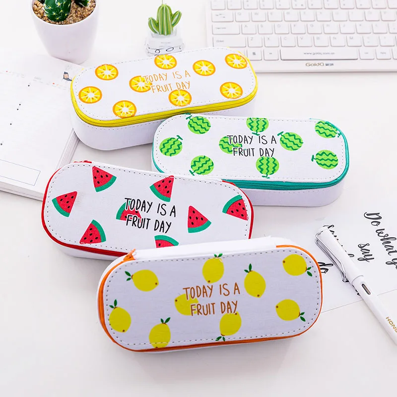 

Creative Cute Fruit Pudding Pencil Case Portable Small Fresh Large Capacity Fruit Pencil Case Pencil Bag School Supplies