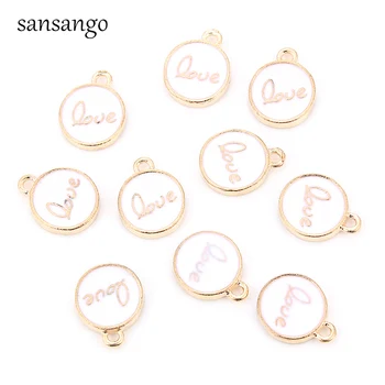 

10pcs New Fashion White Gold Enamel Love Words Charm Pendants Alloy beads Fit Bracelet For Women DIY Jewelry Making Accessories