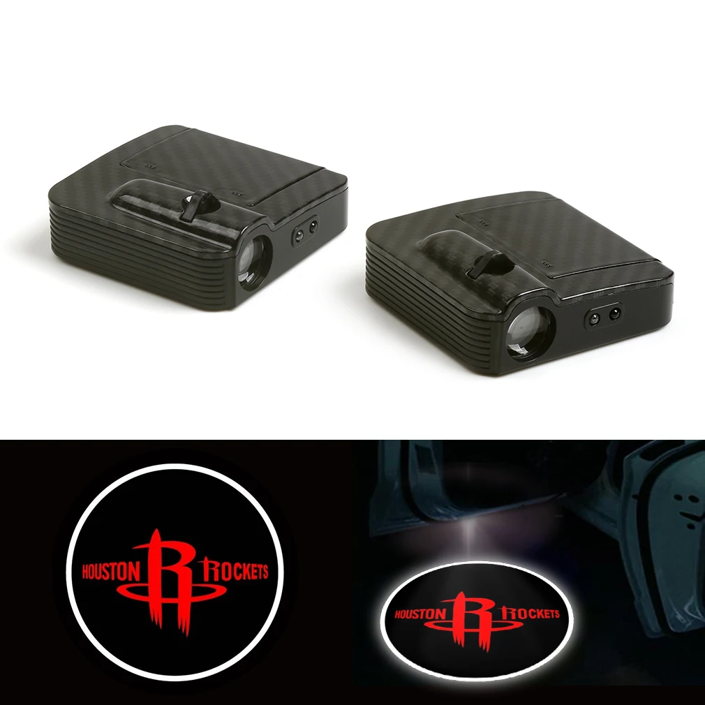 

New Fit For Houston Rockets Basketball Car Door Logo Welcome Projector Ghost Led Light 12V Pair