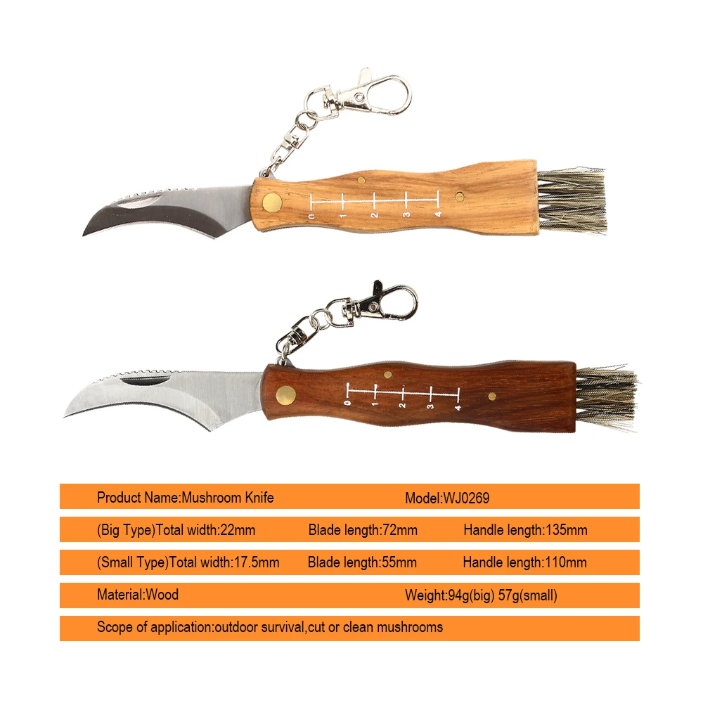  JelBo Mini Pocket Mushroom Knife Wood Handle Camping Hike Outdoor Hunting Survival Knives Multi Fol